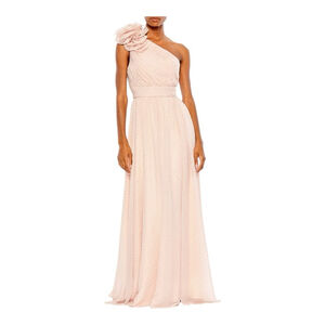 Mac Duggal Blush One-Shoulder Floral Accent Gown